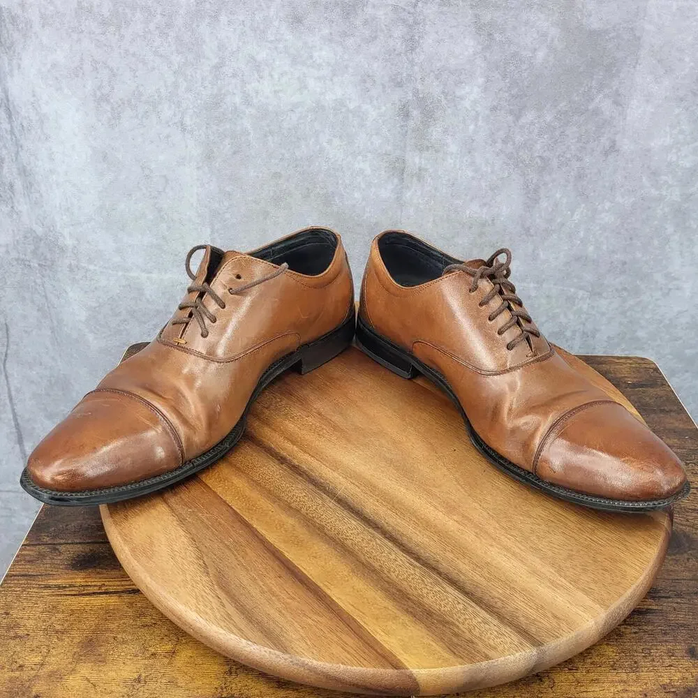 Stacy Adams Oxford Shoes Mens 10.5 Brown Leather Dress Shoes‎ Cap Toe